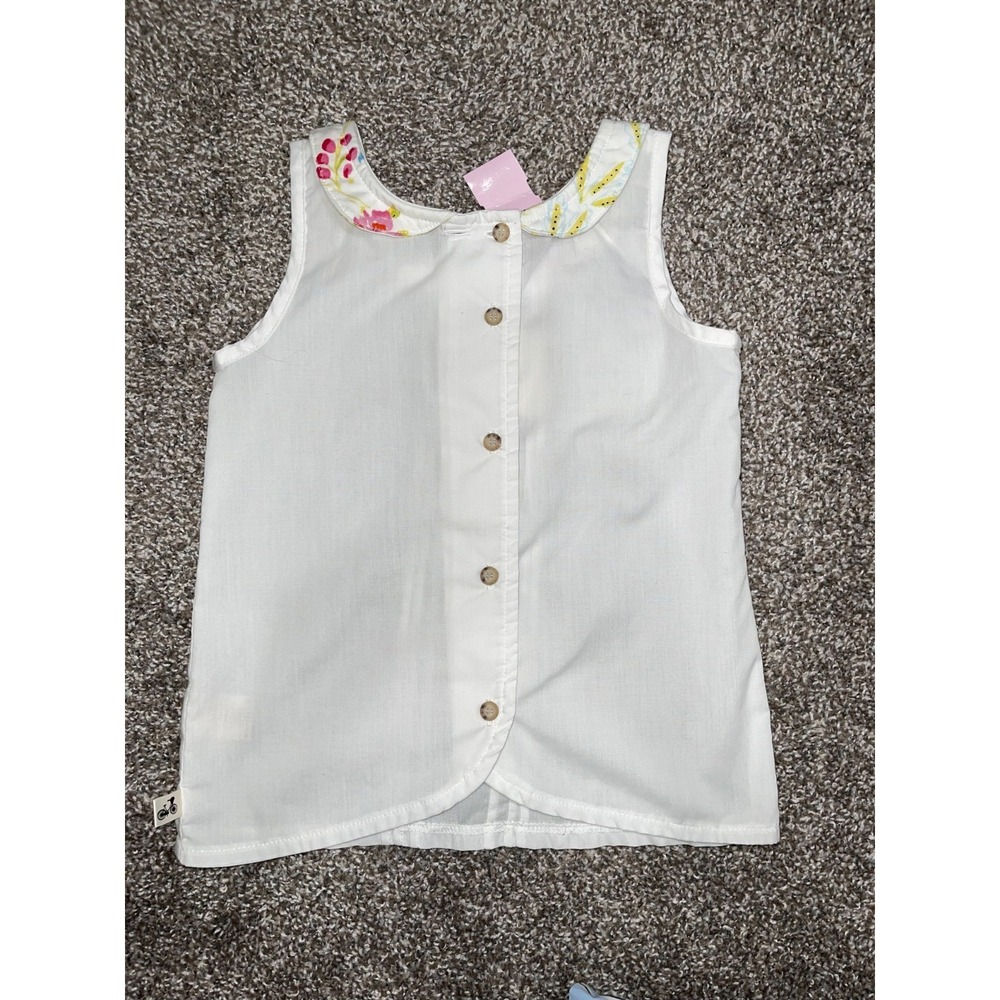 Sweet Honey Girls White Peter Pan Collar Sleeveless Blouse Size 8 Pintuck Top